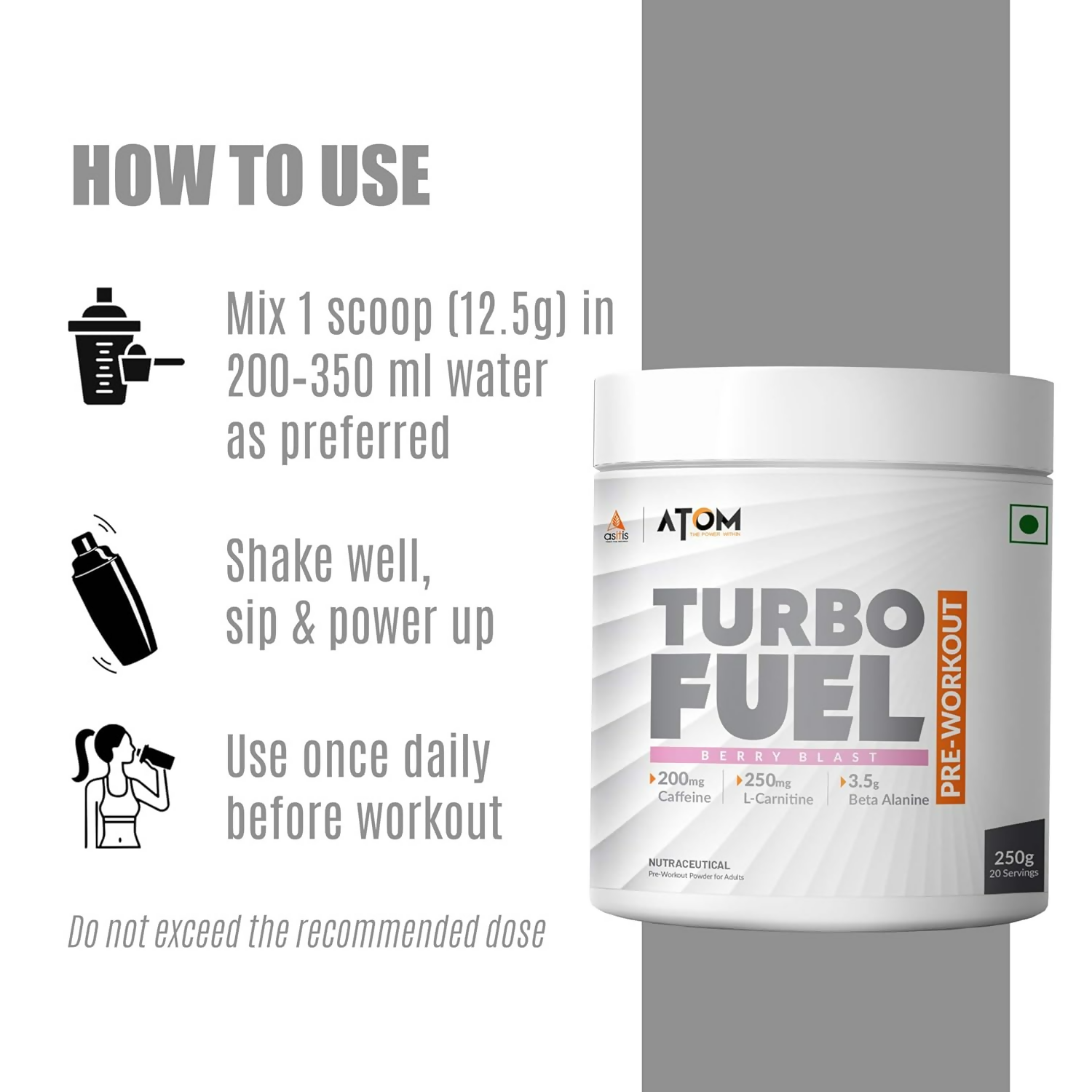 As-It-Is Atom Turbo Fuel Pre-Workout Formula Berry Blast Flavour 