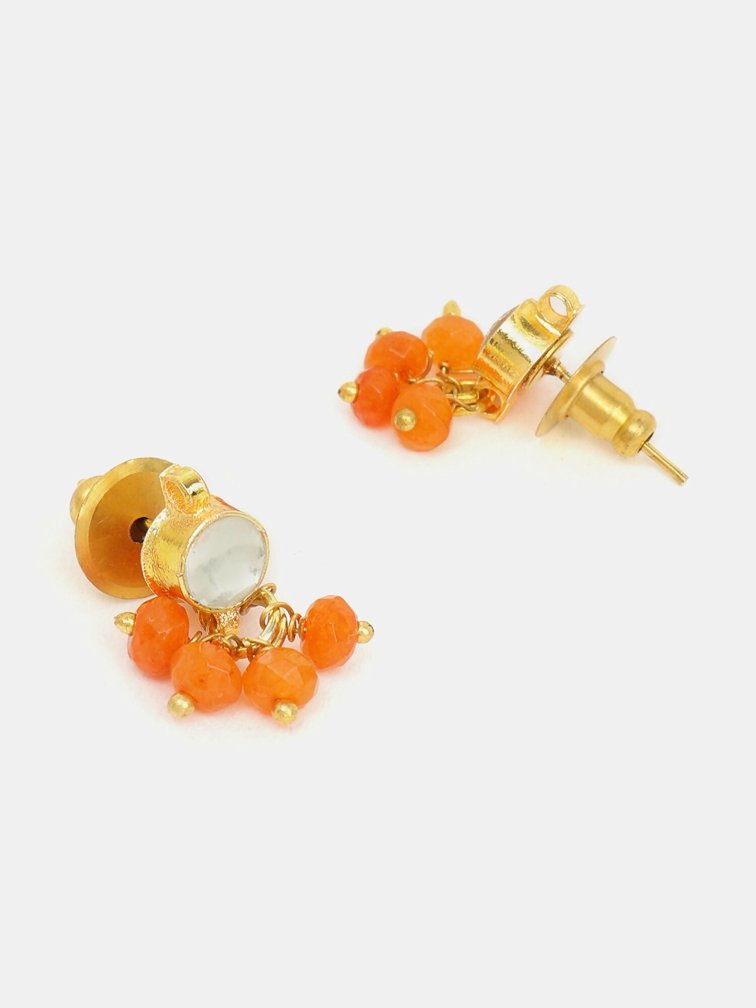 Ruby Raang Mannat Set Of 2 - Orange Embedded Maang Tikka And Earrings