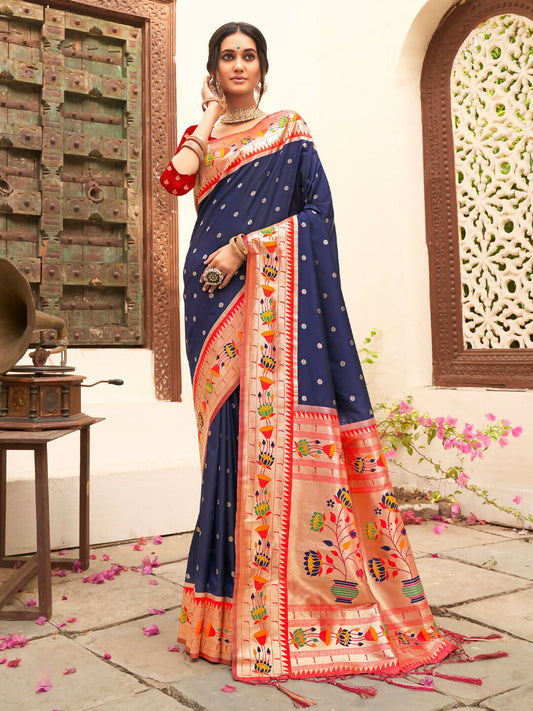 Shree Shyam Fashion Silk Blend Navy Blue Saree