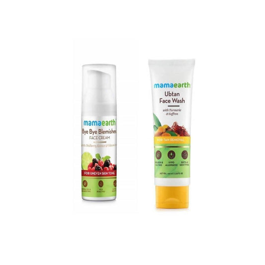 Mamaearth Ubtan Face Wash For Tan Removal & Bye Bye Blemishes Face Cream