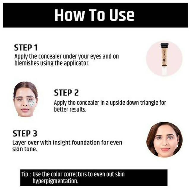 Insight Cosmetics Hd Concealer - Natural Finish, Water-Resistant - Porcelain 