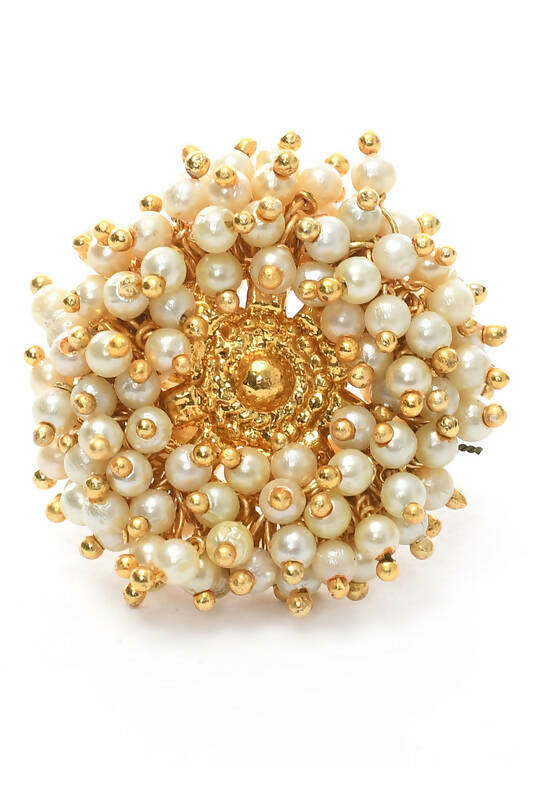 Mominos Fashion Joharkamal Gold-Polished Beads Work Bangles with Rings 