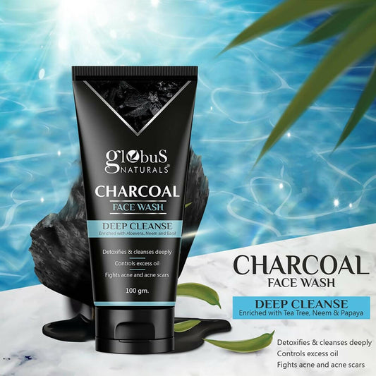 Globus Naturals Anti Pollution & Anti Acne Charcoal Face Wash - Grab2buy