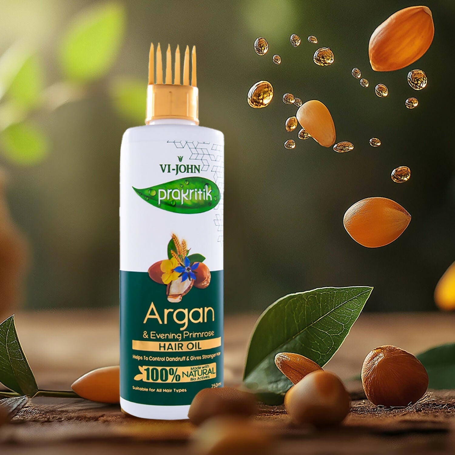 VI-JOHN Prakritik Argan & Evening Primrose Hair oil, Helps to Control Dandruff,100% Bio Actives Hair Oil  Grab2Buy VI-JOHN Grab2Buy