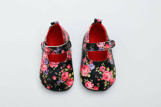Tiny Bugs Girls Flowral Print Infants Booties - Black  Grab2Buy Tiny Bugs Grab2Buy