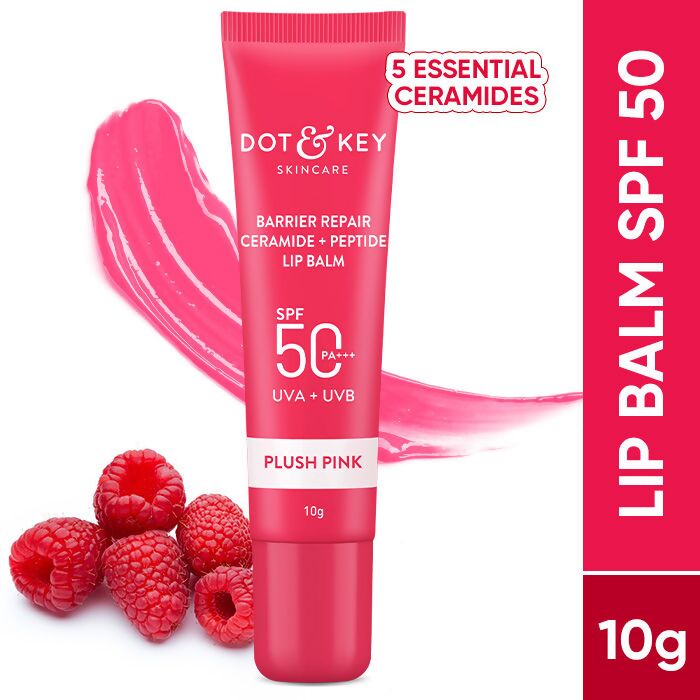 Dot & Key Barrier Repair Ceramide & Peptide SPF 50 Lip Balm - Plush Pink, UVA+UVB  Grab2Buy Dot & Key Grab2Buy