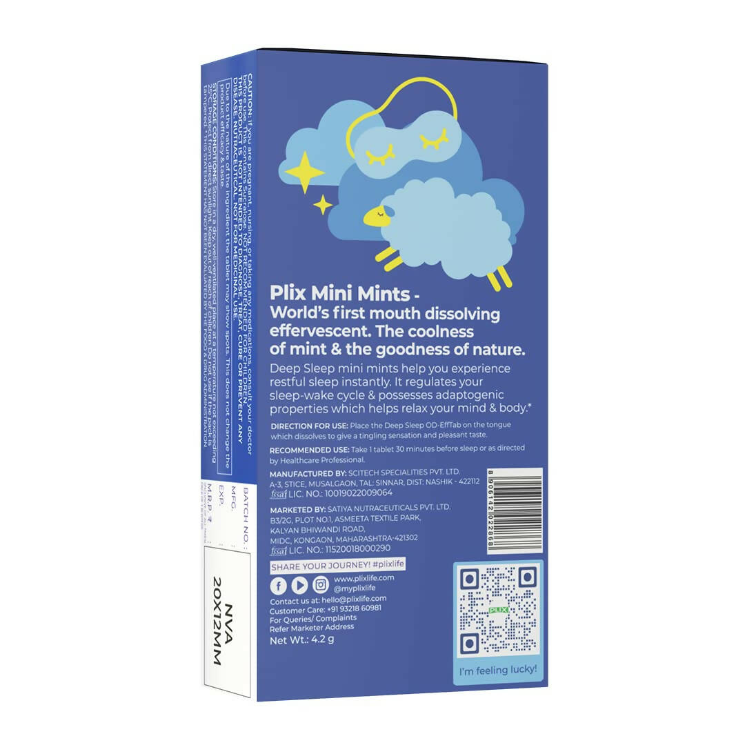 PLIX The Plant Fix Melatonin Deep Sleep Oral Dissolving Mini Mints Effervescent Tablets 