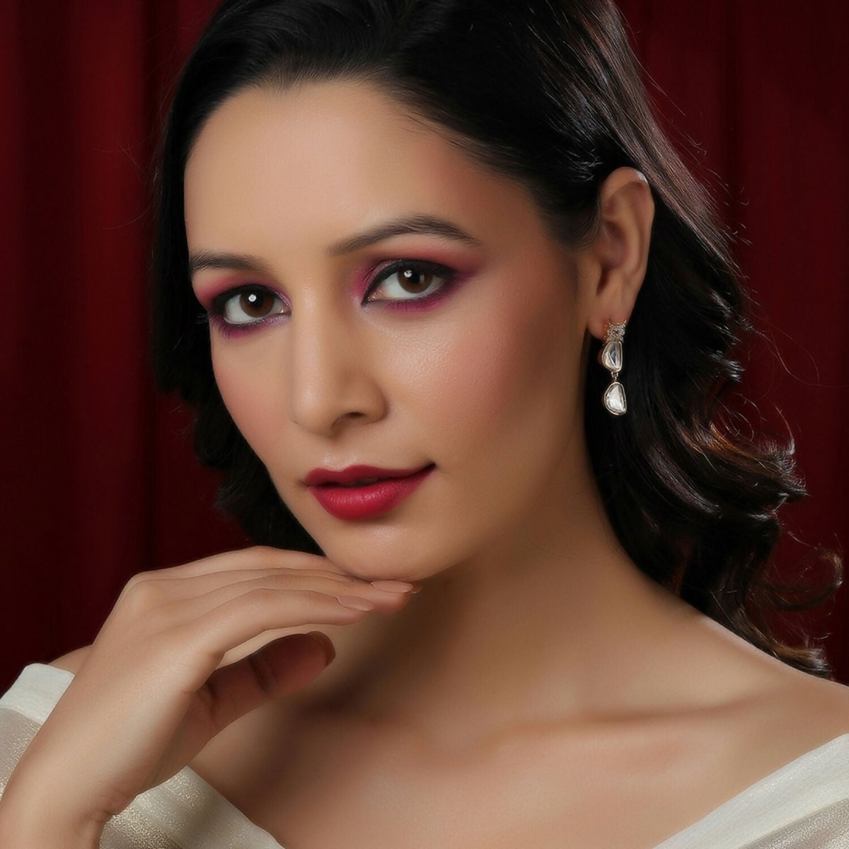 Ambi Diamond and Gold Earrings (Gold) - Ruby Raang - Grab2buy