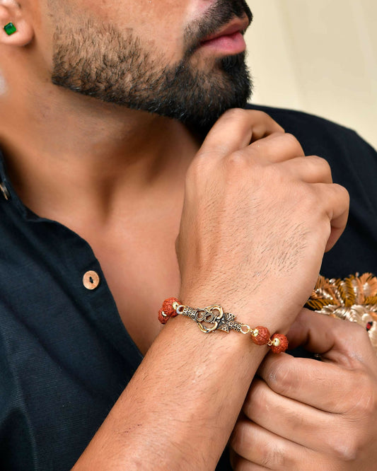 VOJ Gold-Polished Rudraksh Bracelet | Grab2Buy