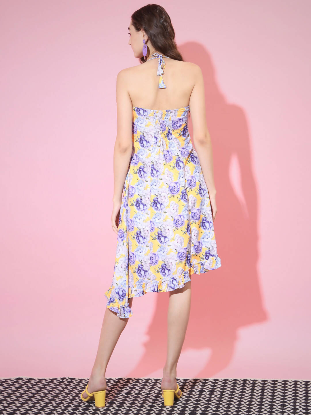 Myshka Women's Multi Floral Printed Fit and Flare Dress