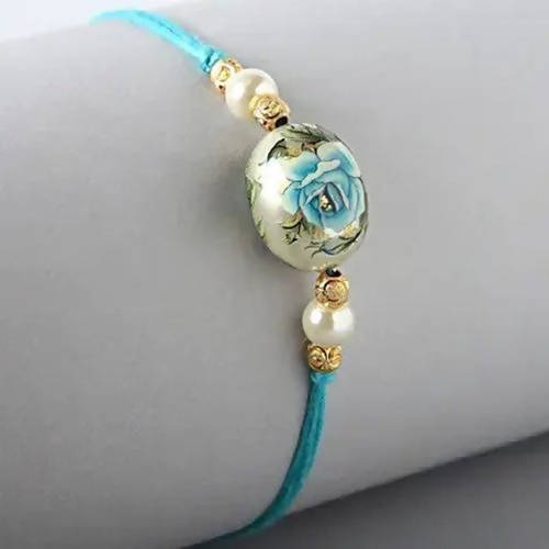 Rose Japanese Stone Rakhi & Almonds Jar