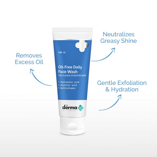 The Derma Co Oil-Free Daily Face Wash With Hyaluronic Acid, Glycolic Acid & Multivitamins For Clear & Hydrated Skin