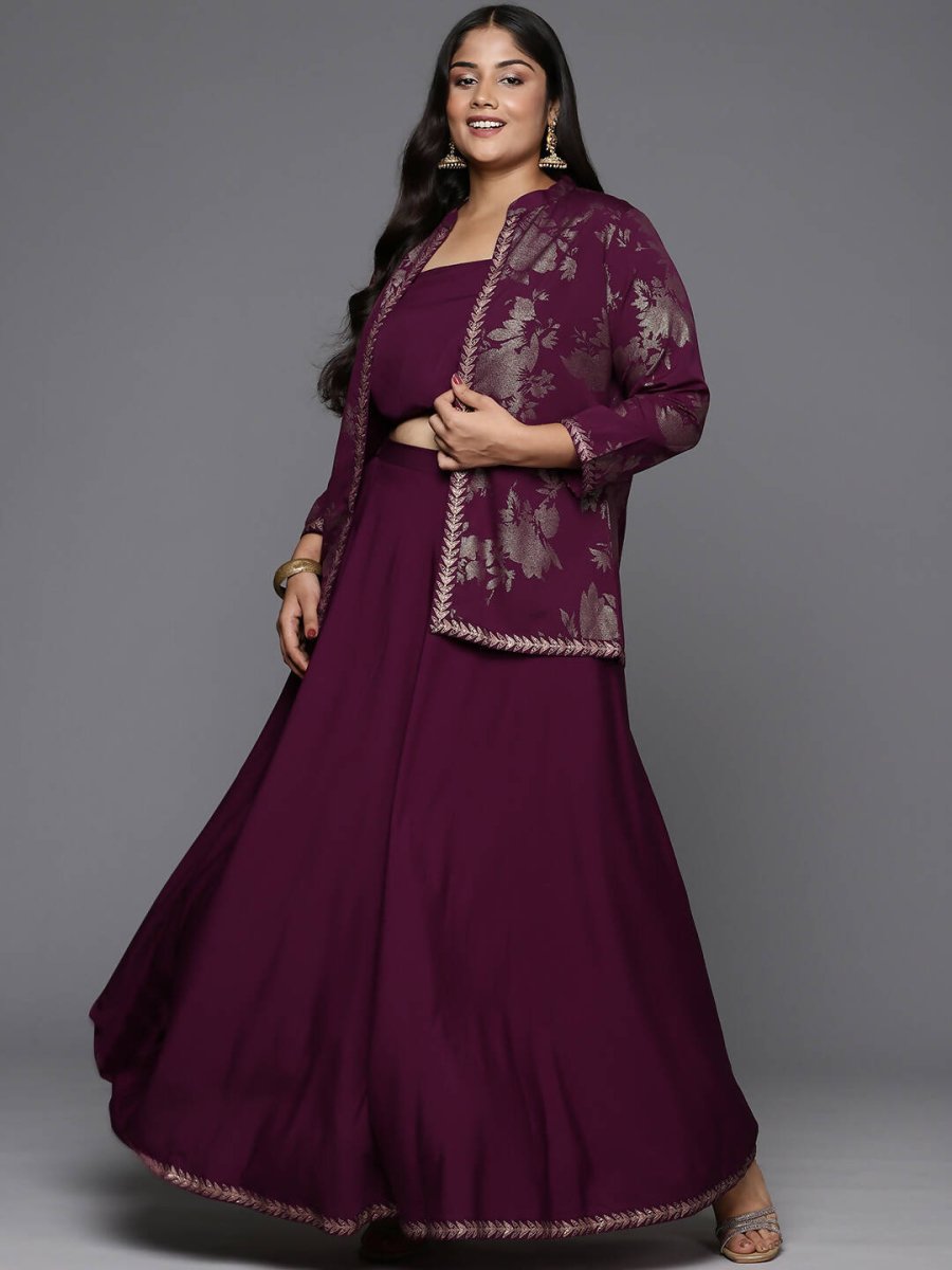 Ahalyaa Women's Traditional Wear Co-ords - Burgundy 