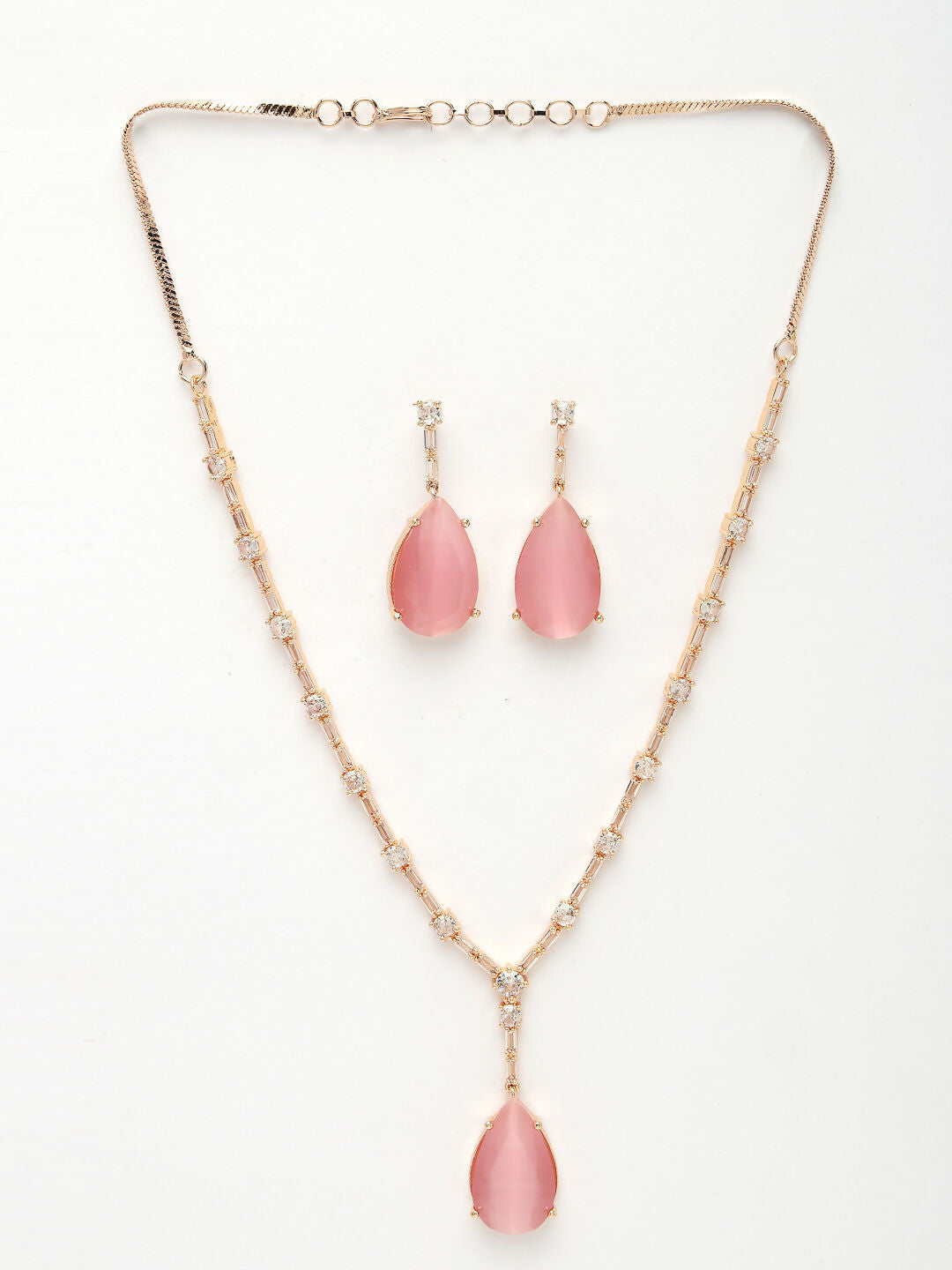 NVR Women's Rose Gold Artificial Stones Studded Handcrafted Jewellery Set - Grab2buy