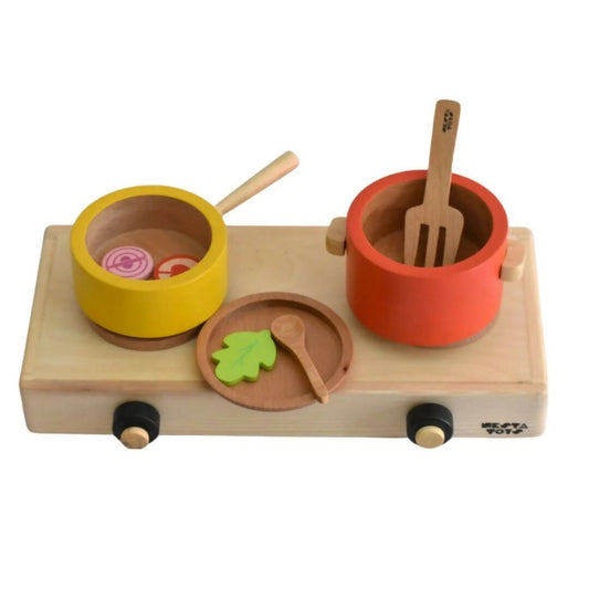 Nesta Toys Wooden Gas Stove and Cooking Set For Kids - Grab2buy