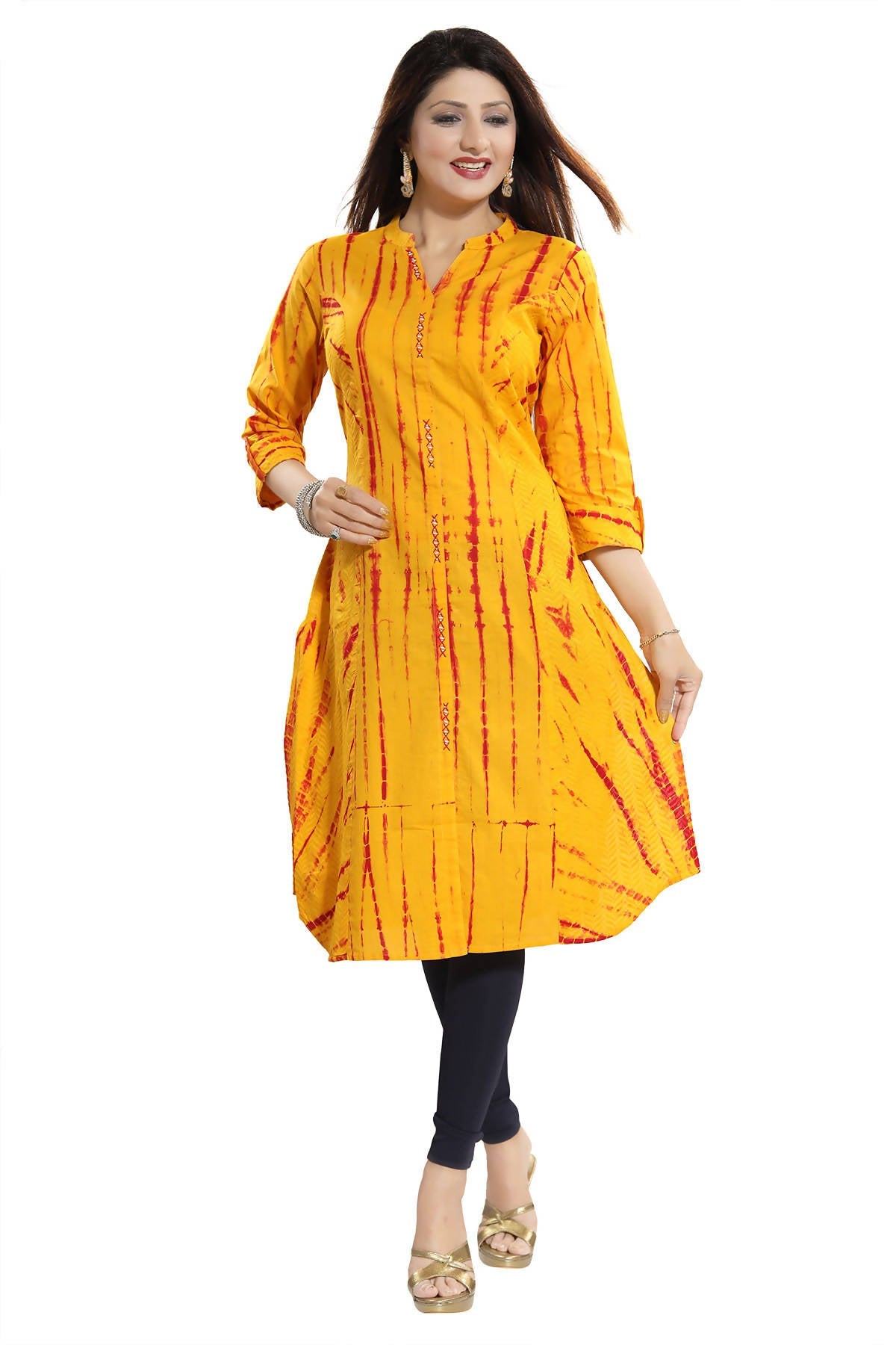 Snehal Creations Yellow Cotton Chikan Embroidery Tunic