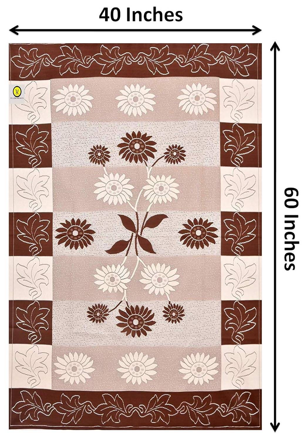 Yellow Weaves Polyester Floral Designer Rectangular Center 4 Seater Table Cover - Brown  Grab2Buy Generic Grab2Buy