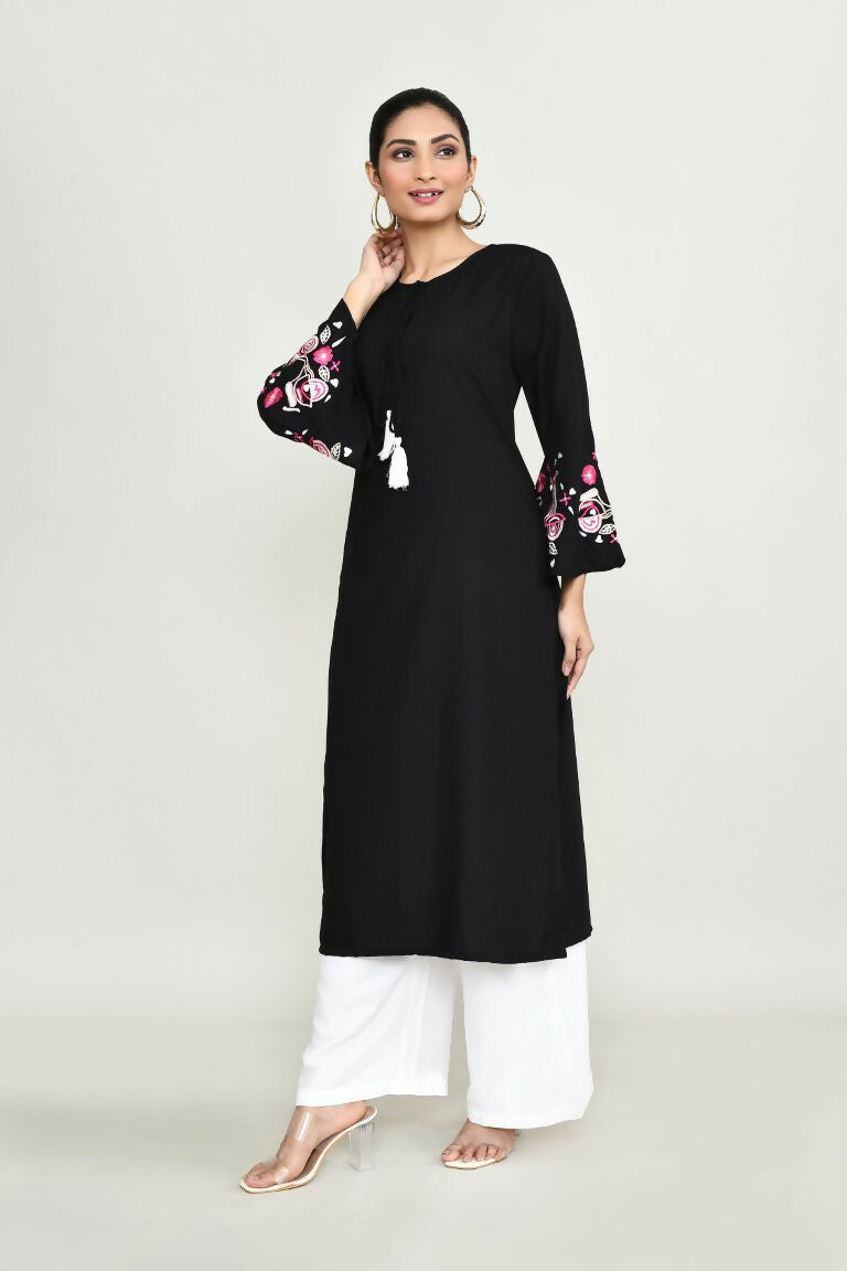 Joban Fashion Black Rayon Kurta Set