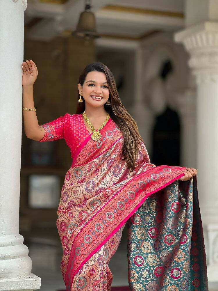 PR Fashion Rani Soft Kanjivaram Silk With Zari Weaving Meenakari Design Saree