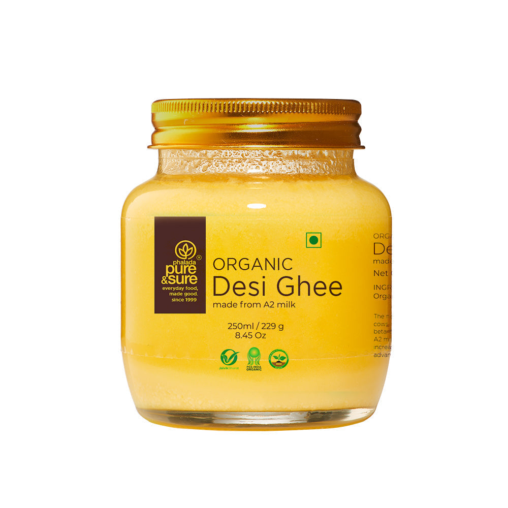 Pure & Sure Organic Desi Ghee | Fresh natutal cow ghee made by Bilona method (Curd Churned) with goodness of health 