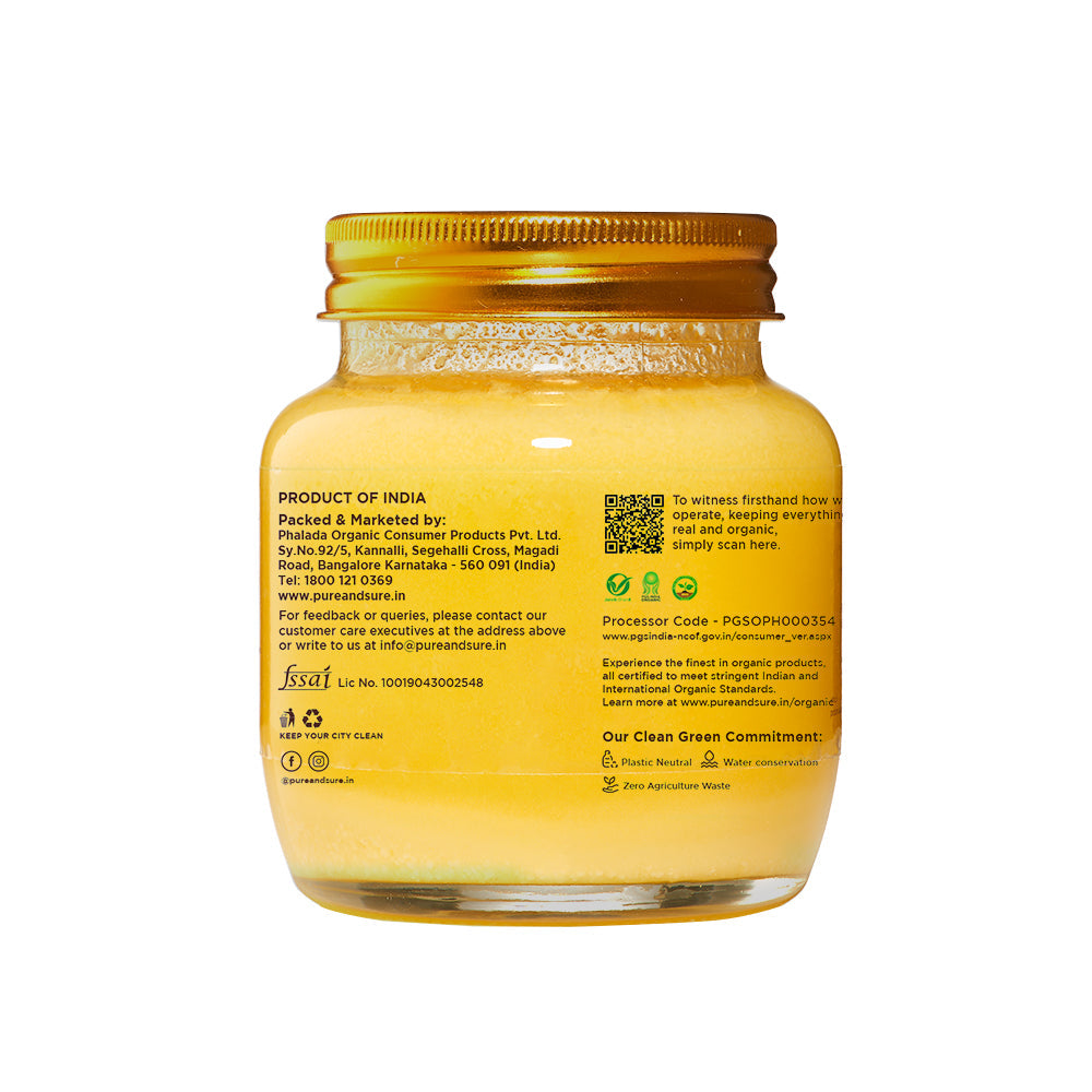 Pure & Sure Organic Desi Ghee | Fresh natutal cow ghee made by Bilona method (Curd Churned) with goodness of health 