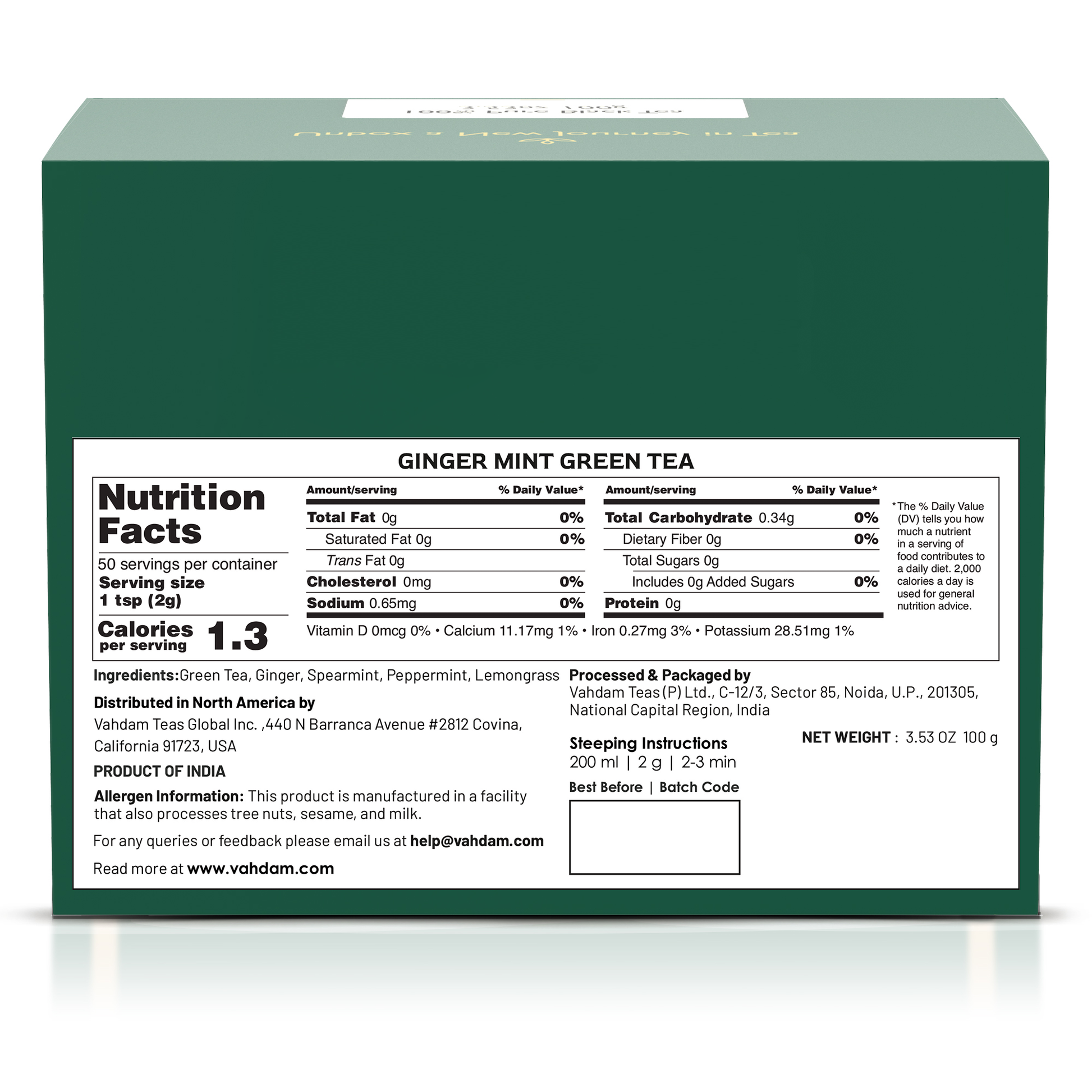Ginger Mint Green Tea, 3.53 oz 