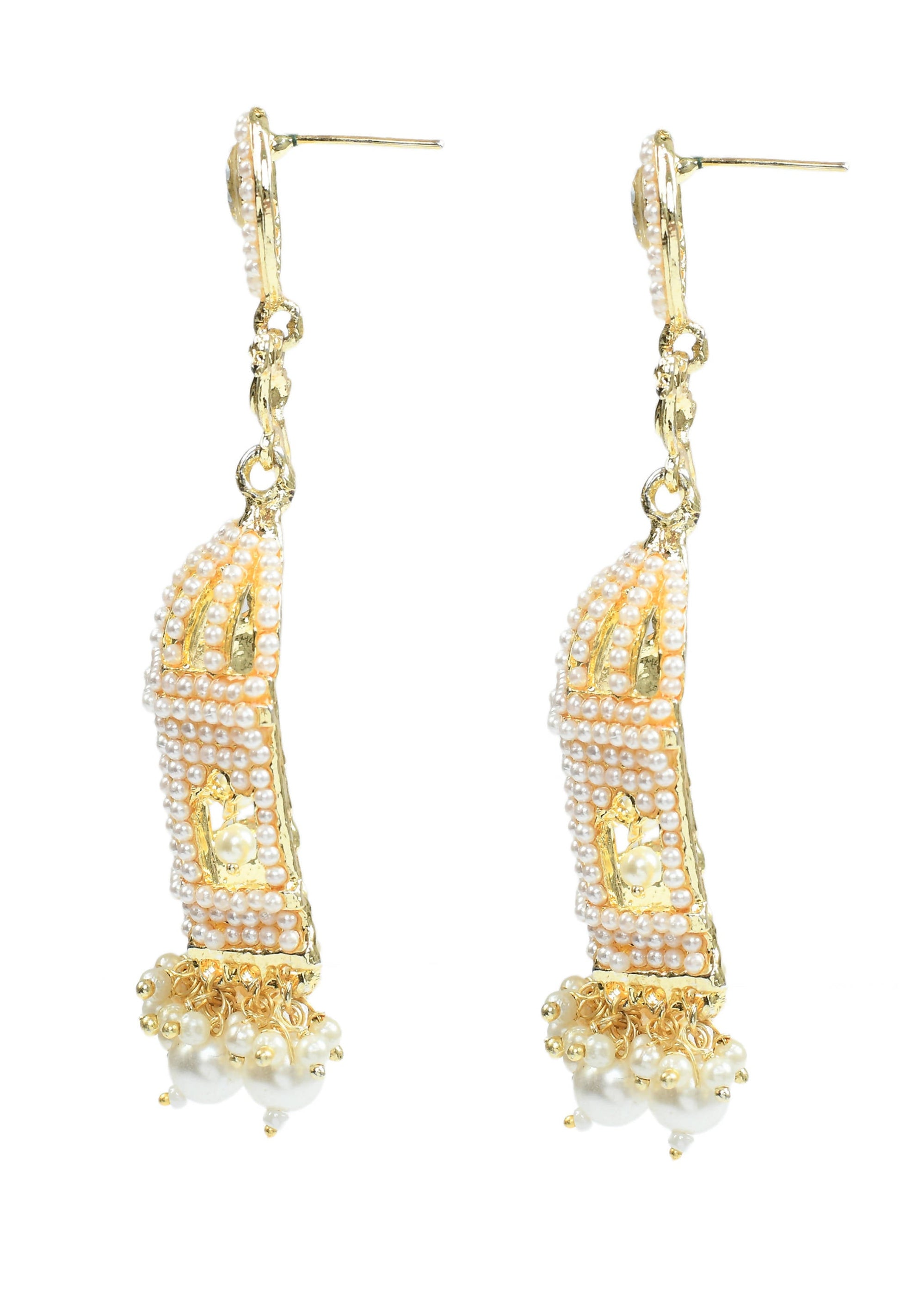 Mominos Fashion Johar Kamal Golden Color Bird Nest Earrings With Pearls - Grab2buy