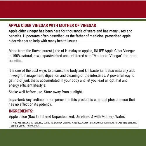 Inlife Apple Cider Vinegar With Mother Vinegar 