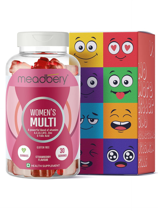Meadbery Women's Multivitamin Gummies - Strawberry Flavour 