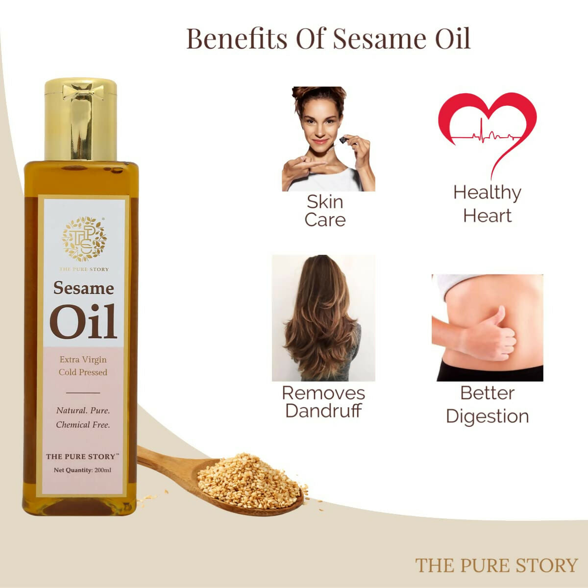 The Pure Story Natural Cold Pressed Oil for Hair & Skin with Seasame  Grab2Buy The Pure Story Grab2Buy