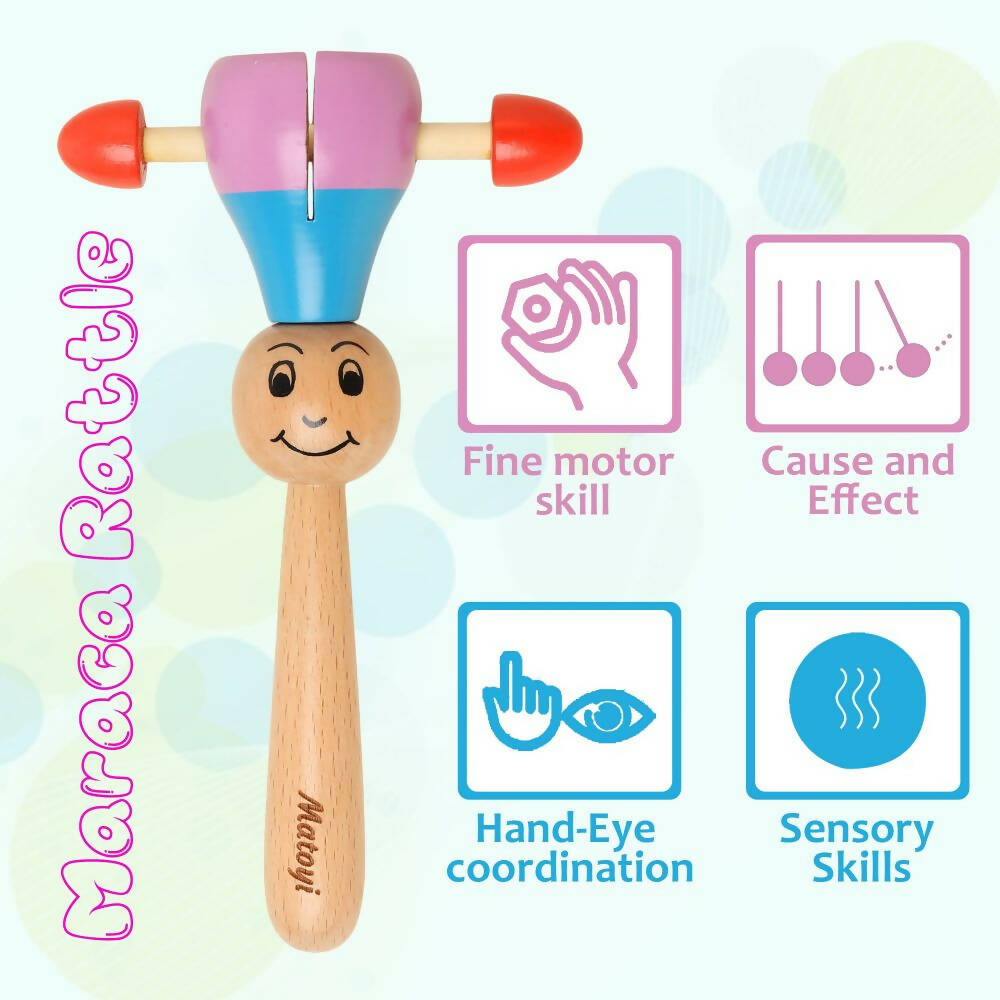 Matoyi Maraca Wooden Baby Rattle - Grab2buy