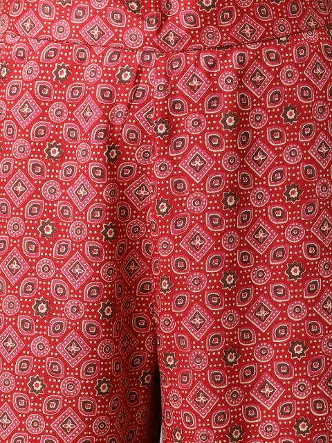 FIORRA Women's Red Cotton A-Line Kurta Set 