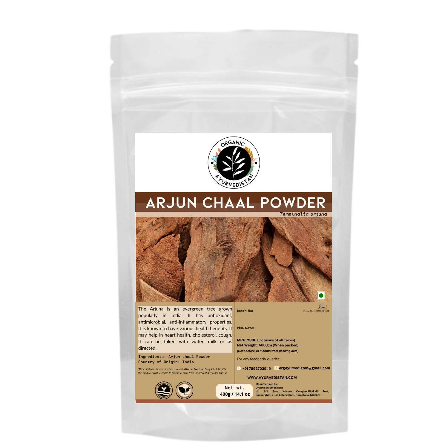 Organic Ayurvedistan Arjun Chaal Powder 