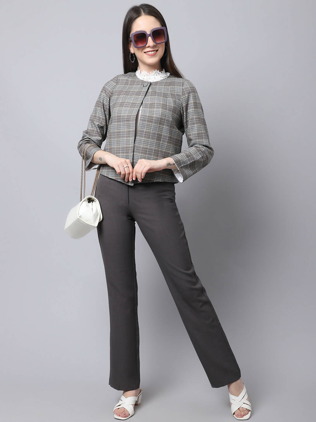Even Apparels Brown Polywool Open Front Statement Women's Jacket