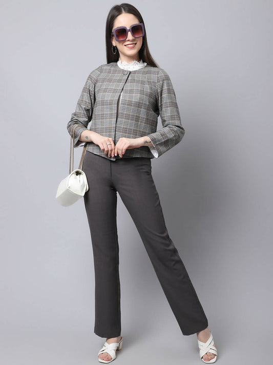 Even Apparels Brown Polywool Open Front Statement Women's Jacket