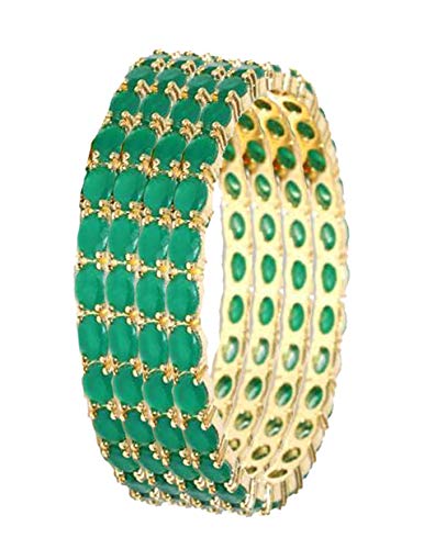 Gold-Plated Alloy Green Ad 4 Bangles Set - The Pari - Grab2buy