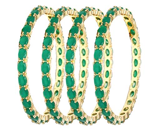 Gold-Polished Alloy American Diamond Bangles And Ring Set - The Pari 