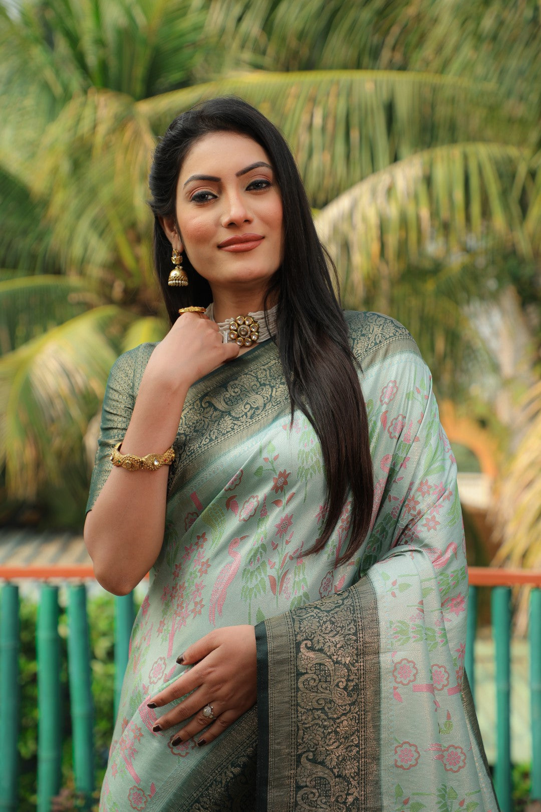Anaita Green Woven Design Pure Kanjivaram Soft Satin Silk Saree With Blouse