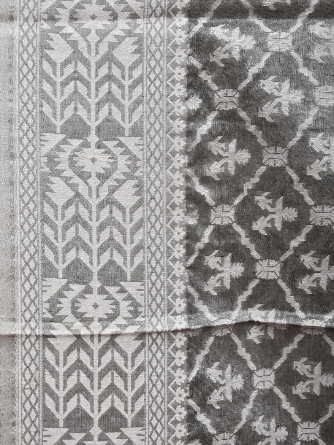 Grey Cut Work Tussar Cotton Grab2Buy with All Over Jamdani Style Design - Global Threads 