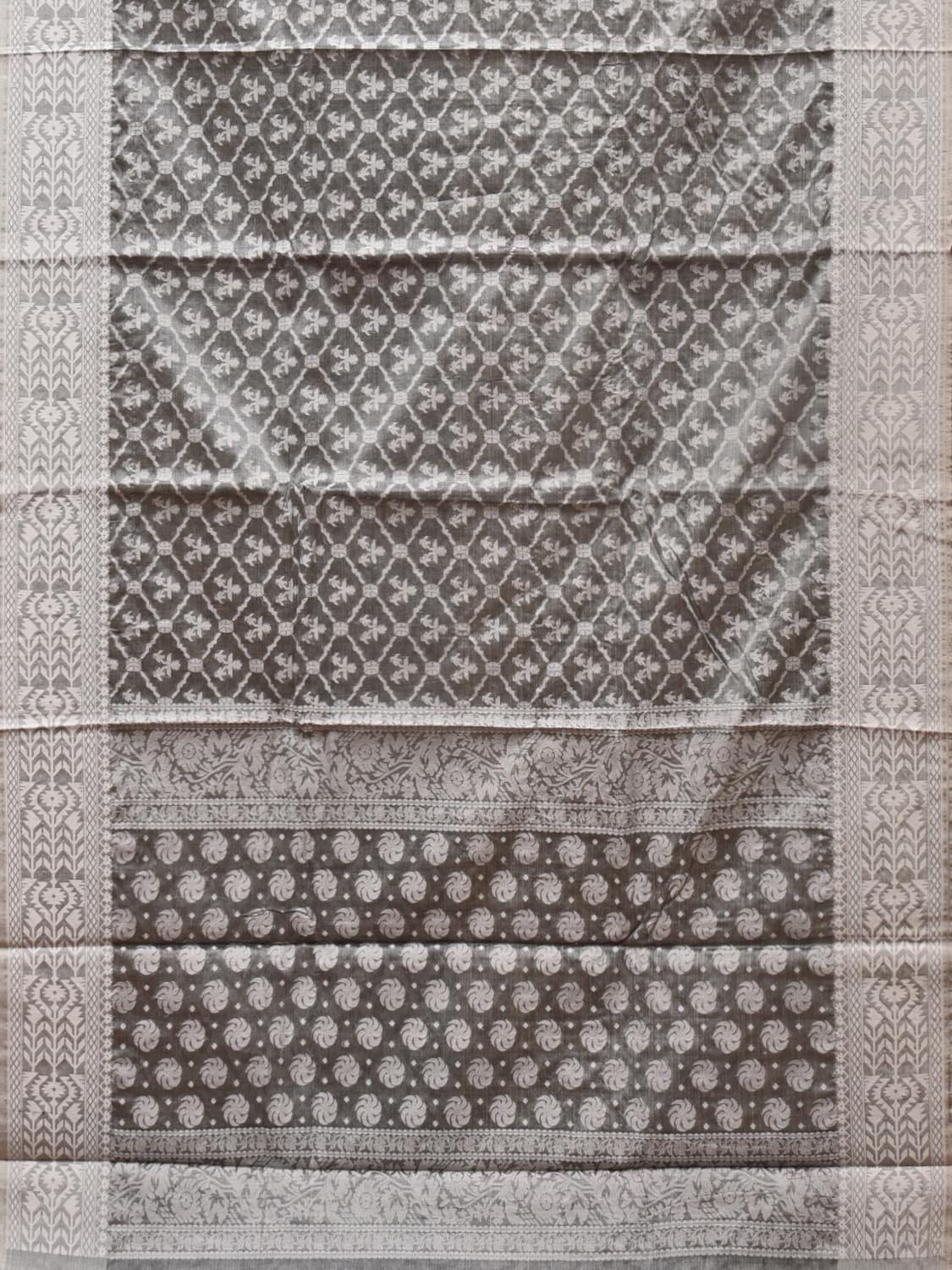 Grey Cut Work Tussar Cotton Grab2Buy with All Over Jamdani Style Design - Global Threads 