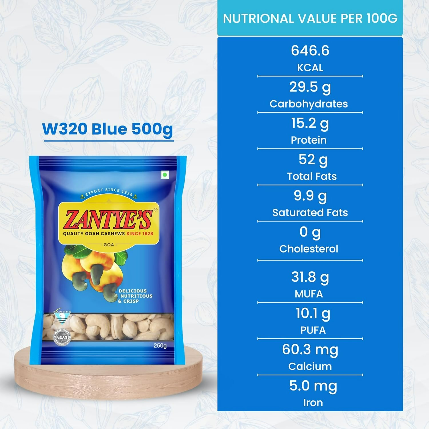 Zantye's Goan Cashew W320 Premium Kaju  Grab2Buy Zantye's Grab2Buy