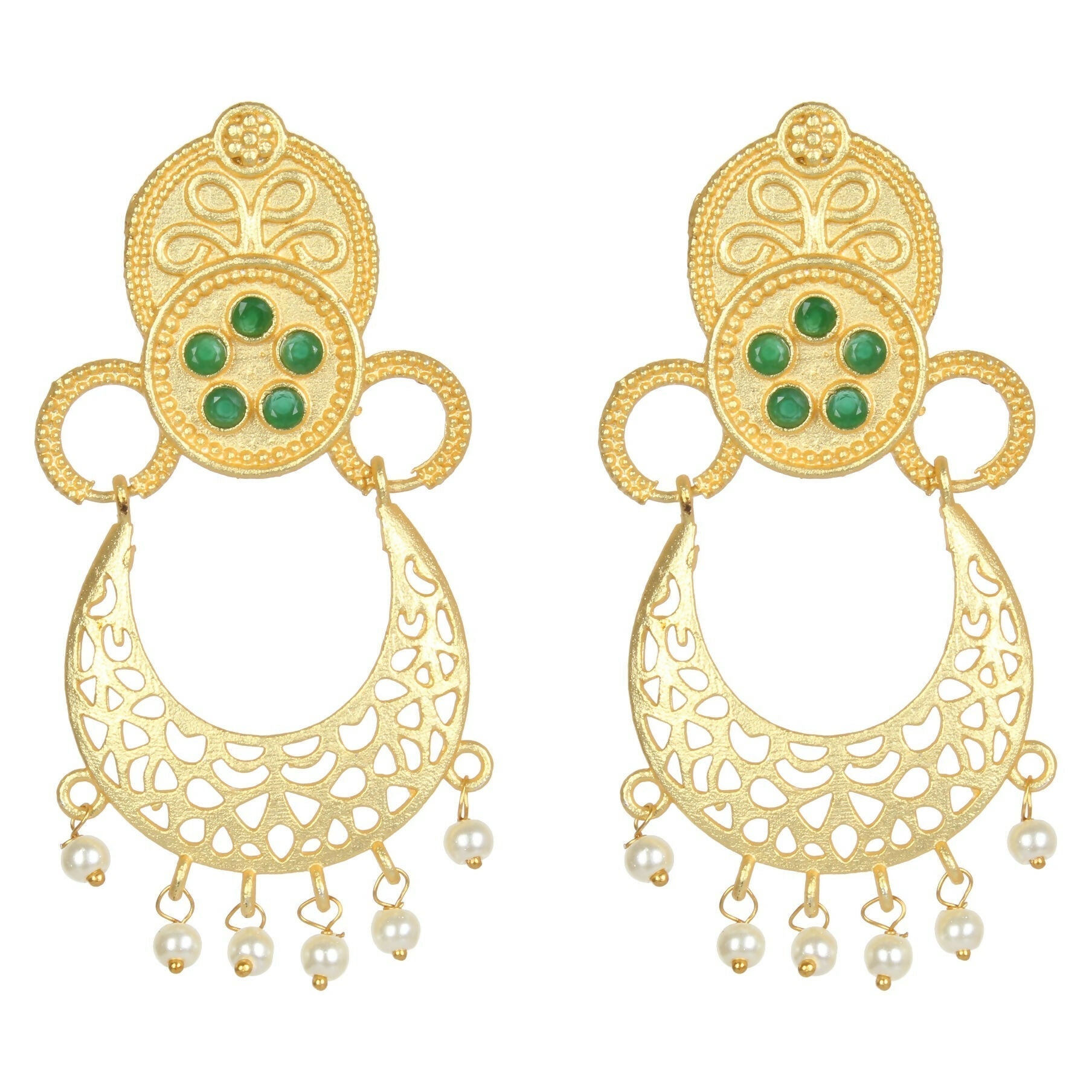 Joban Fashion Women Matte Gold Brass Earrings | Swadesiicart