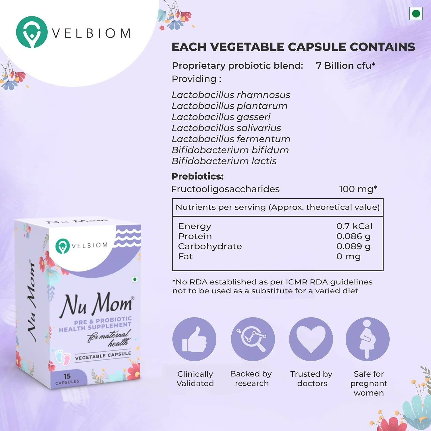 Velbiom Nu Mom Probiotic Health Capsules For Women - Grab2buy