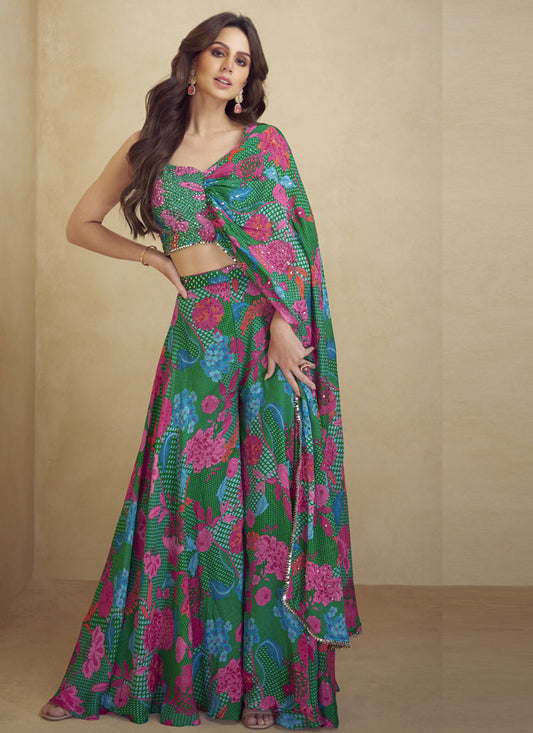 Vegaa Fashion Green Chinon Silk Digital Print Western Suit  Grab2Buy Vegaa Fashion Grab2Buy