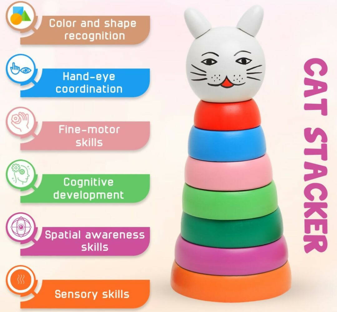Matoyi Wooden Rainbow Cat Stacker - Grab2buy