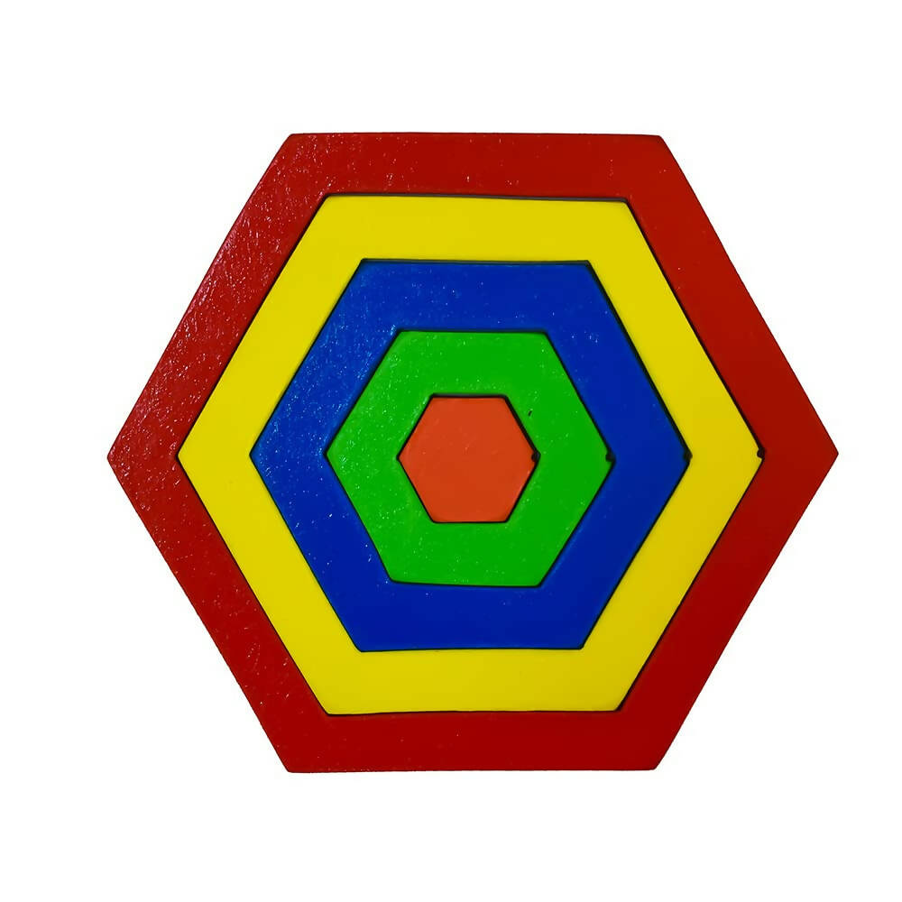 iLearnngrow Hexagon puzzle - Size and Shape Sorter Fun Activity for Your Kids Wooden Toys for 2-12 years Unisex Kids I hexagon puzzle for kids