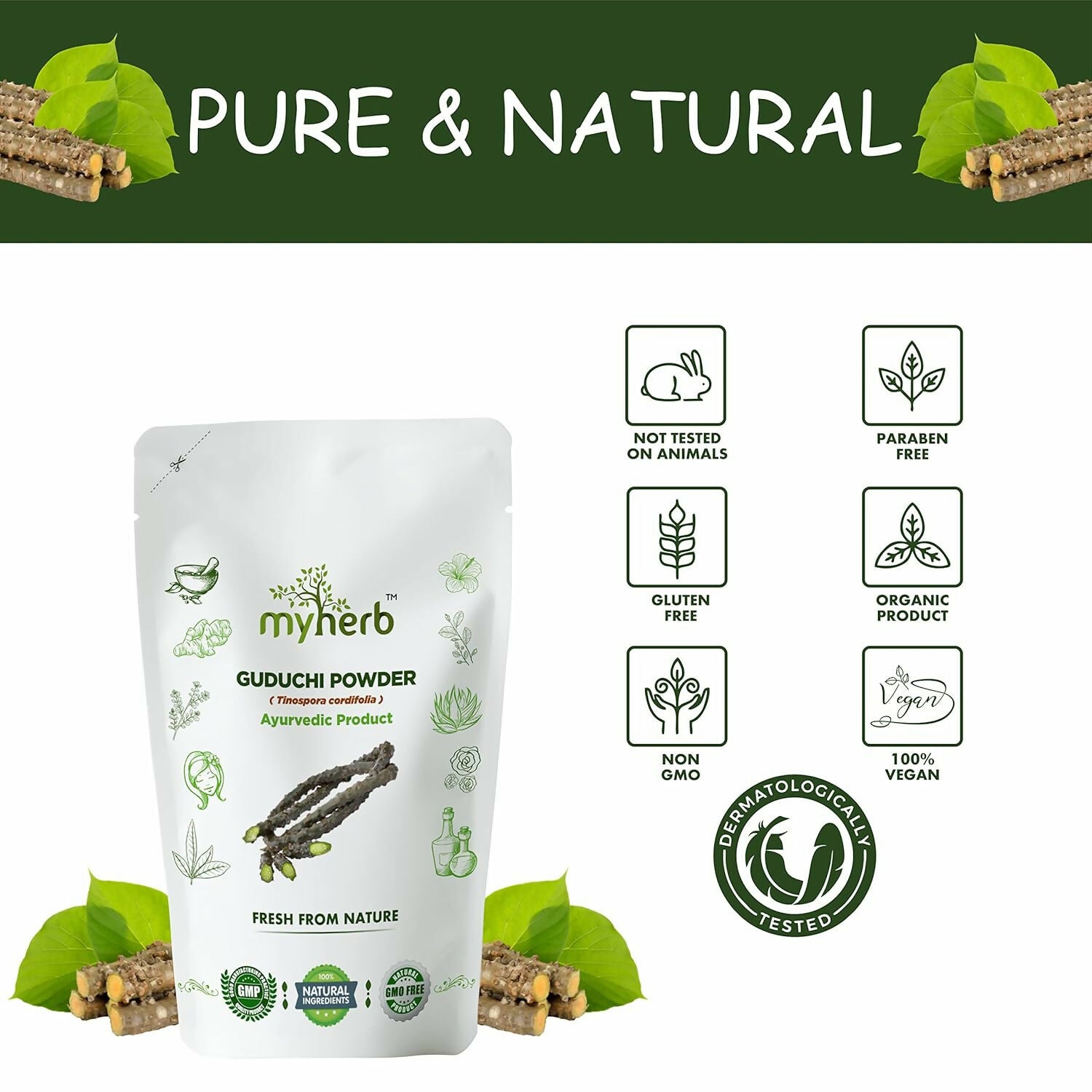 Myherb Natural Organic Guduchi Powder/Giloy Powder 