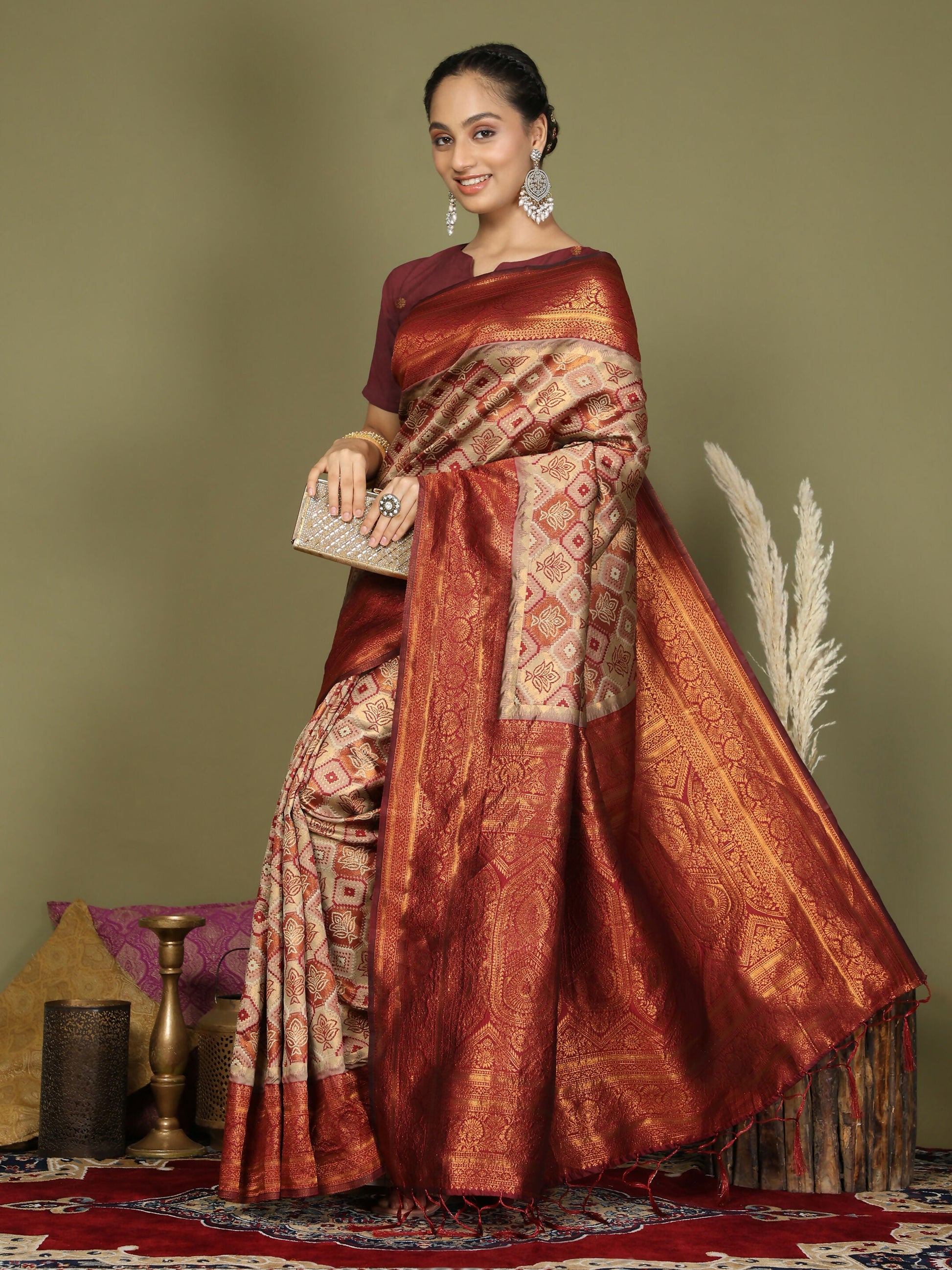 Shree Shyam Fashion Lichi Silk Cream Saree