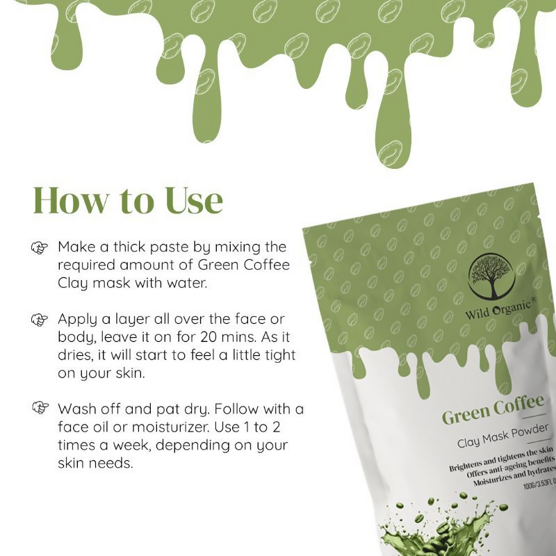 Wild Organic Green Coffee Clay Mask Powder  Grab2Buy Wild Organic Grab2Buy