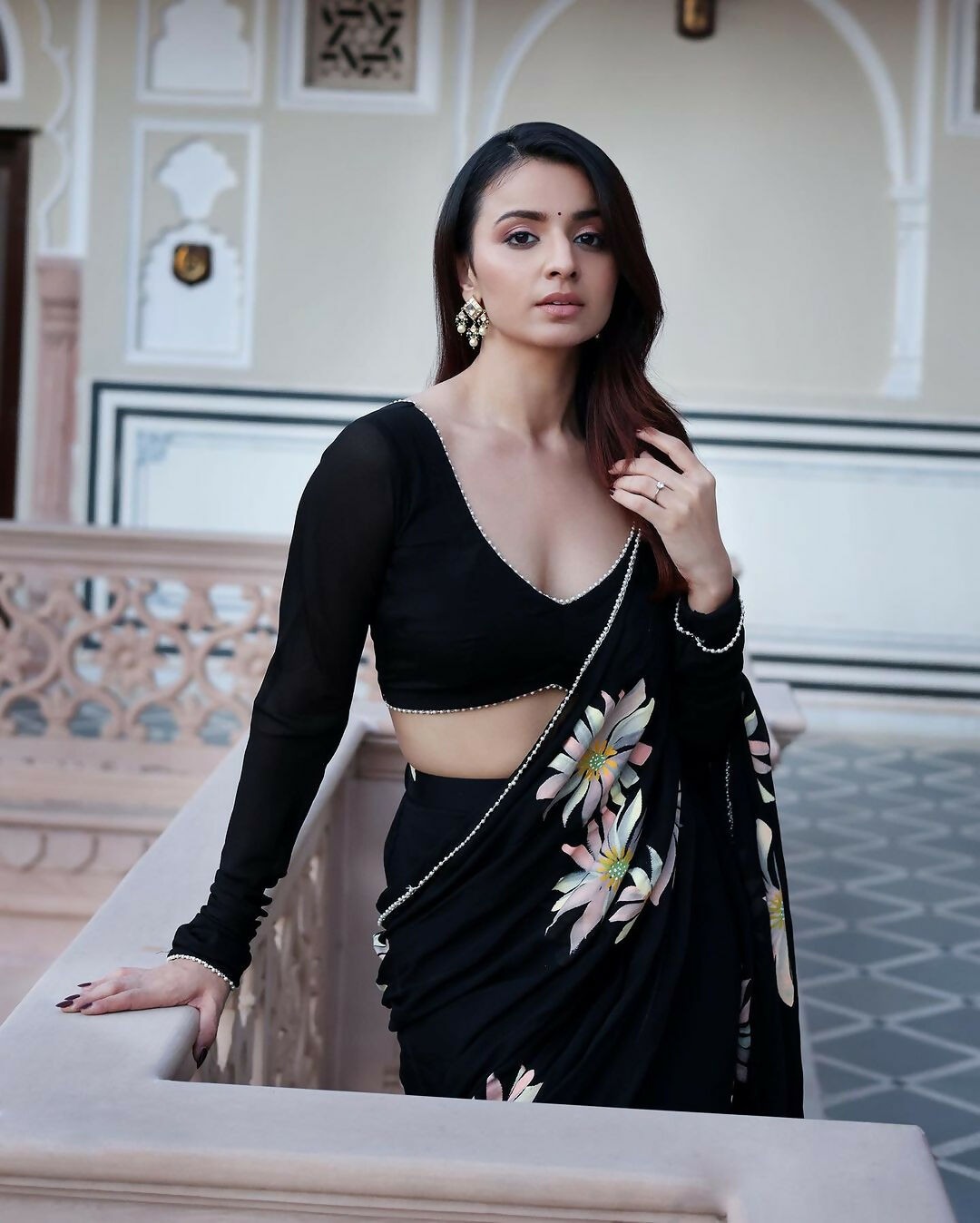 Exclusive Collection Black Party Wear Ruffle Georgette Grab2Buy 
